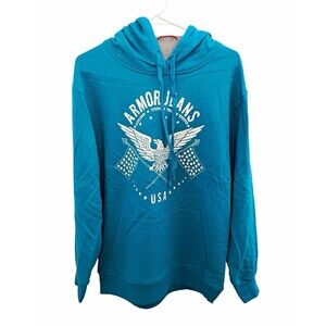 Armor Jeans Men’s 2XL Blue USA Graphic Print Pullover Hoodie Drawstring Pockets